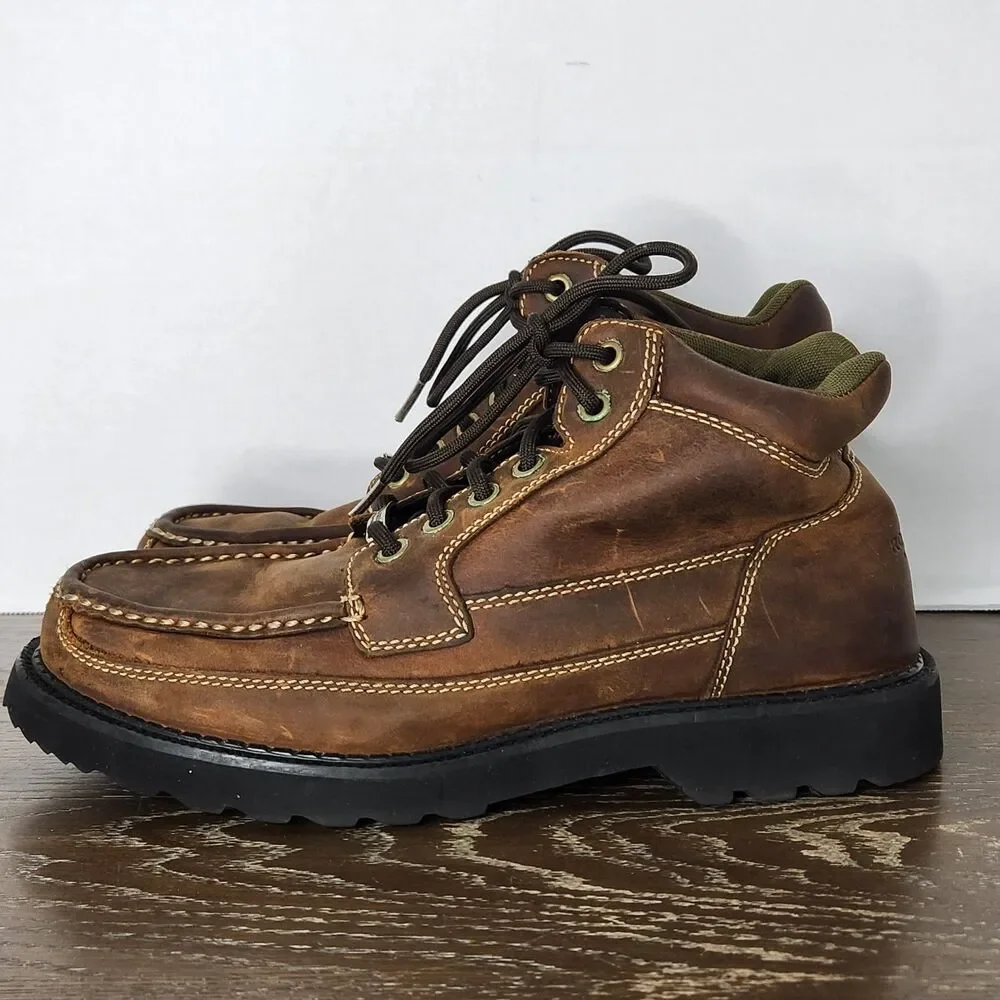 Rockport Mens Hydro-Shield APM7312RW Waterproof Moc Toe Brown Leather Boots Sz 8